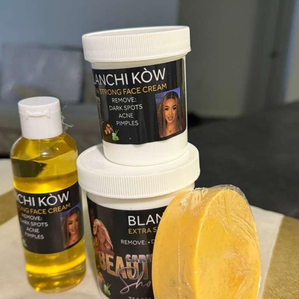 BLANCHI KÒW Extra Strong Face Cream + Oil & Soap - Yellow/White